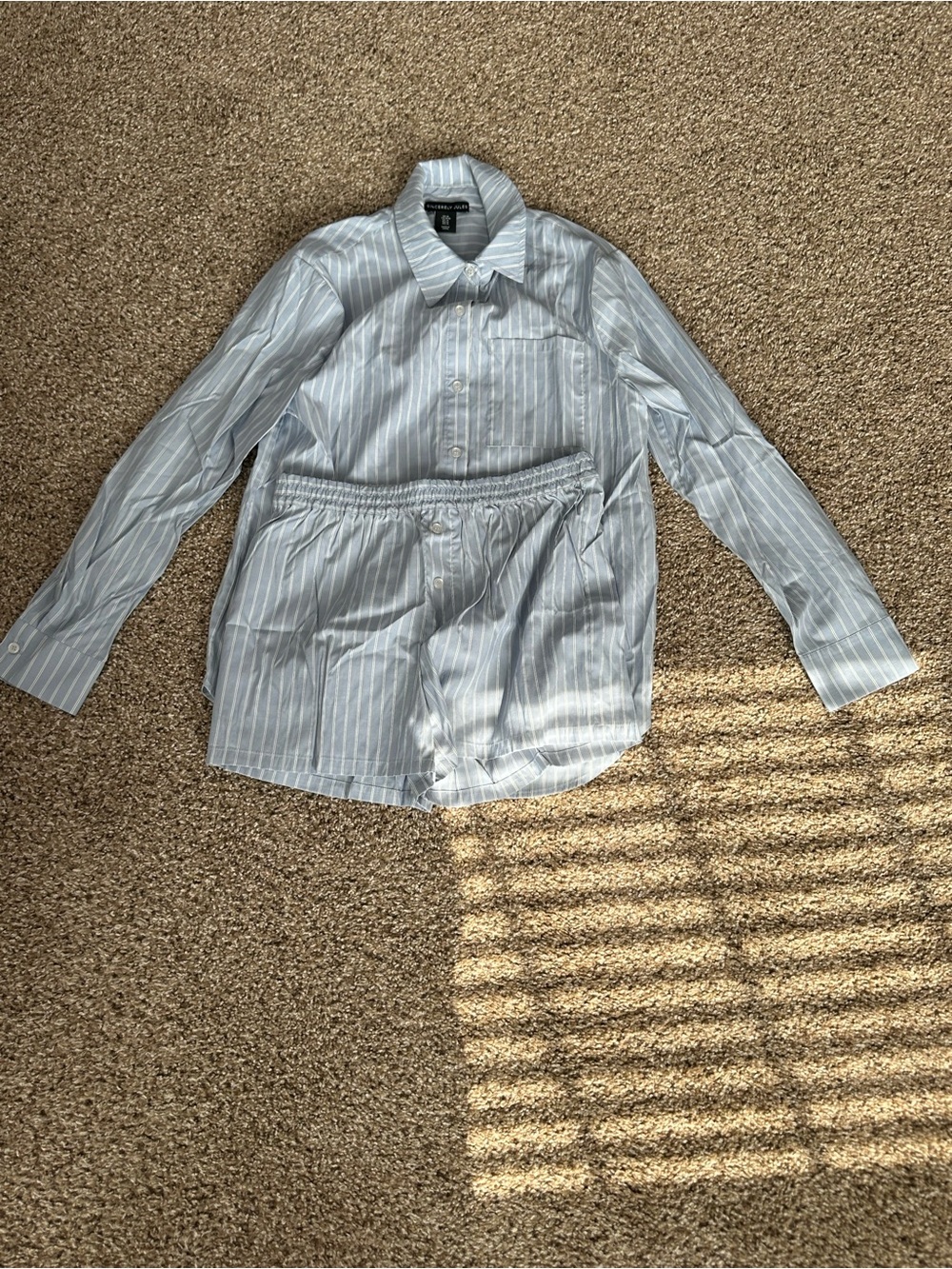 Sincerly Jules Light Blue and White Striped Women's Pajama Set